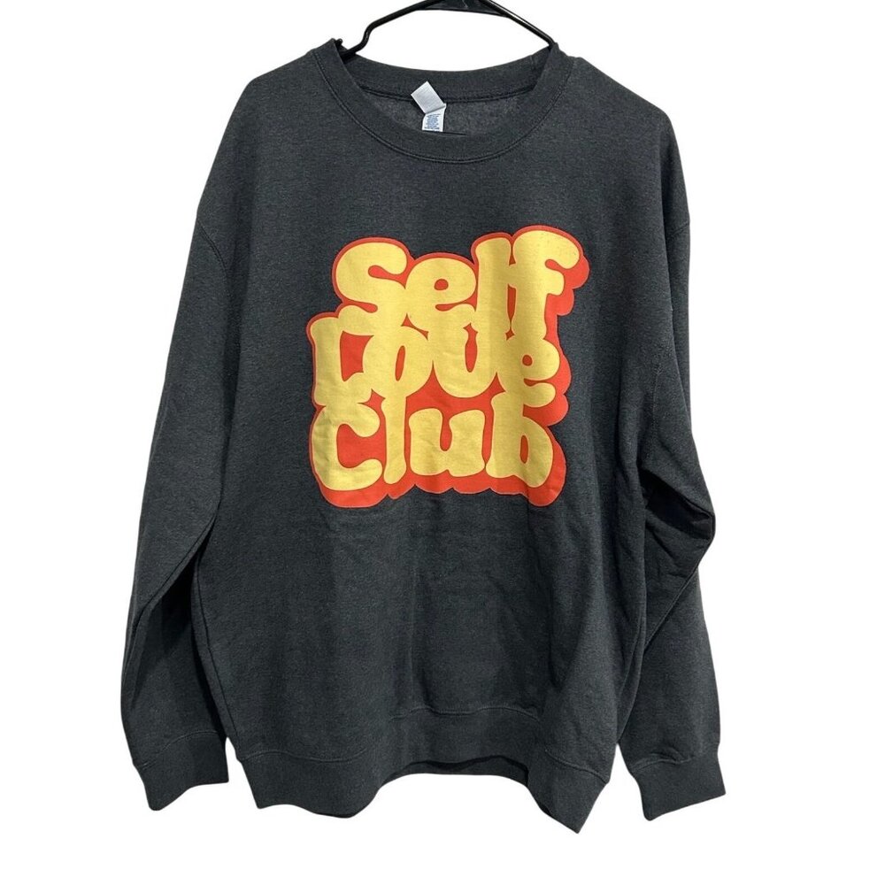 Brisco Brands Self Love Club Sweatshirt Charcoal Gray Size XL